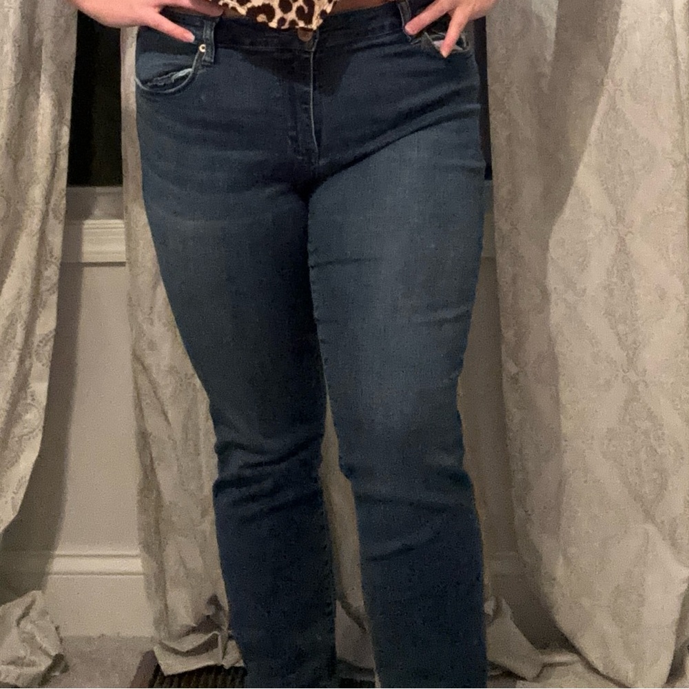dark blue jeans